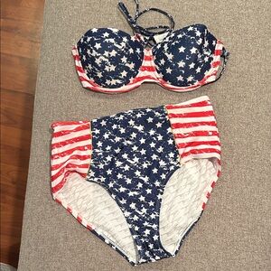 Marilyn Monroe Red and Blue Star Bikini